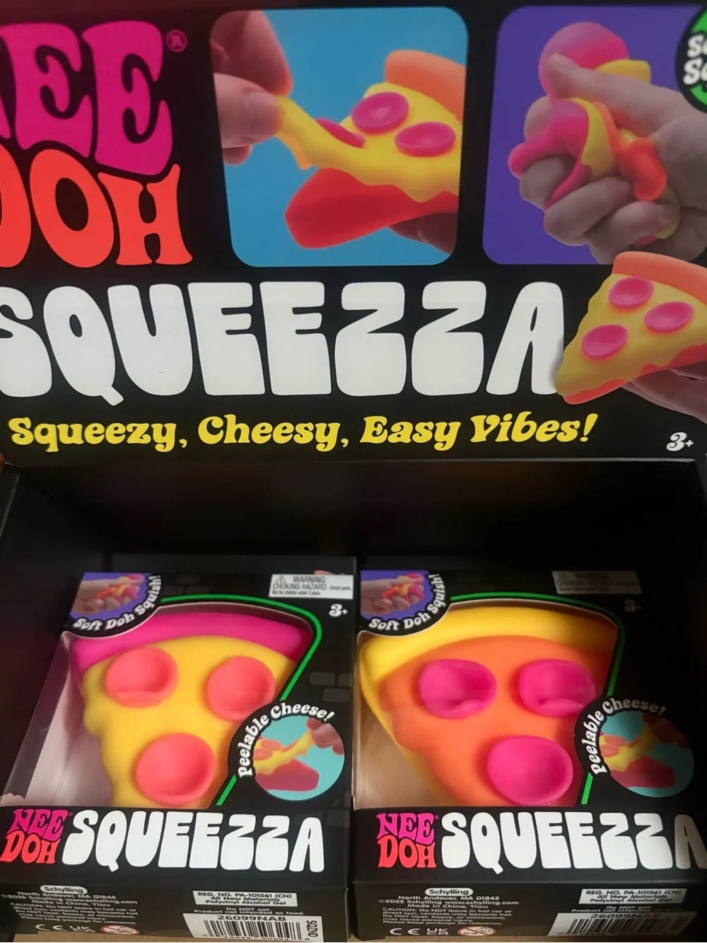NeeDoh Squeezza Pizza Toy - Yellow & Pink Sensory Squeeze Toy